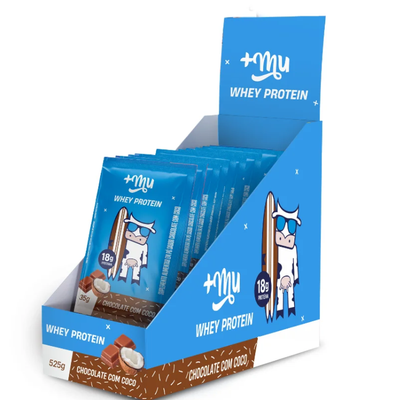 WHEY CONCENTRADO +MU - CHOCOLATE COM COCO (15 SACHÊS COM 35G CADA) - 525G