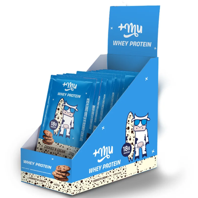 WHEY CONCENTRADO +MU - COOKIES'N CREAM (15 SACHÊS COM 31g CADA) - 465g