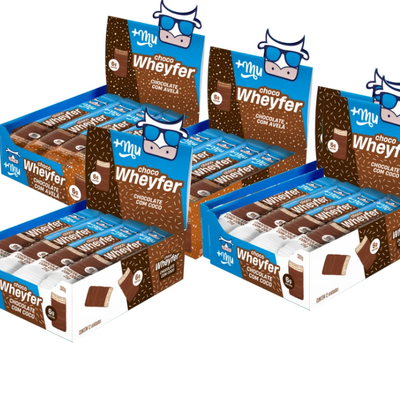 [Lançamento] Combo Chocowheyfer +Mu (4 Caixas Sabores chocolate com coco e chocolate com avelã - 48 uni.) - 1200g