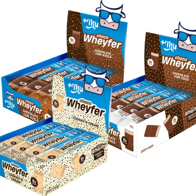 [Lançamento] Combo Chocowheyfer +Mu (3 Caixas Sabores chocolate com avelã, chocolate com coco, cookies - 36 uni.) - 900g